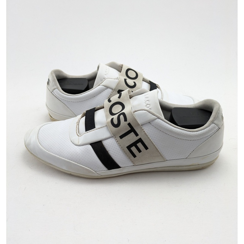 Mens Lacoste Misano White Leather Elastic 3182 U Cam Strap Casual Shoes Size 10